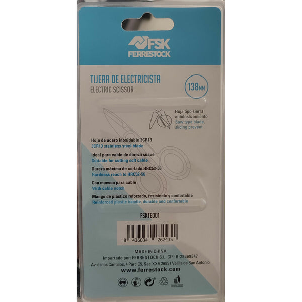 Elektrikerschere Ferrestock Blau Edelstahl Sanft 138 mm