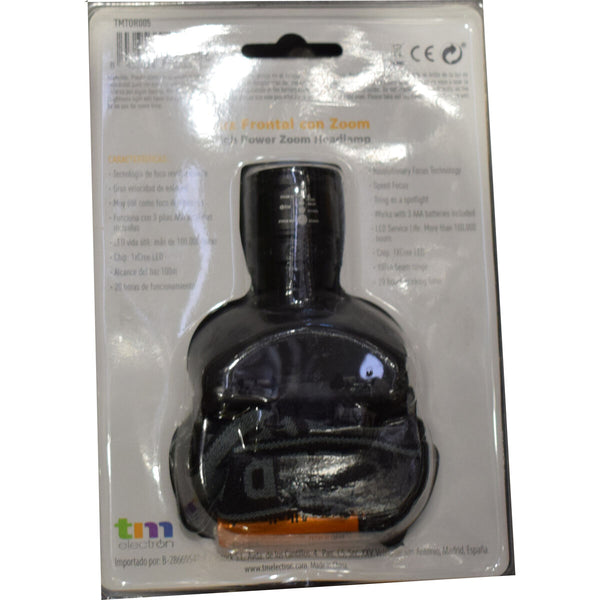 LED-Kopf-Taschenlampe TM Electron Zoom Schwarz 3W