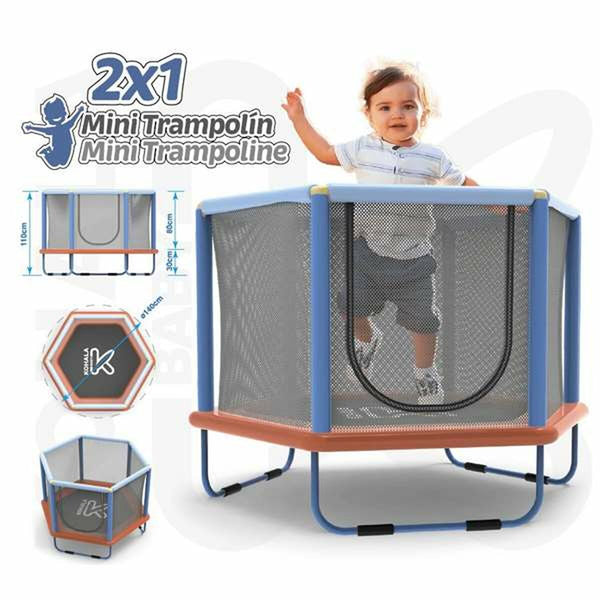 Kindertrampolin mit Sicherheitsnetz Ociotrends 140 X 110 CM