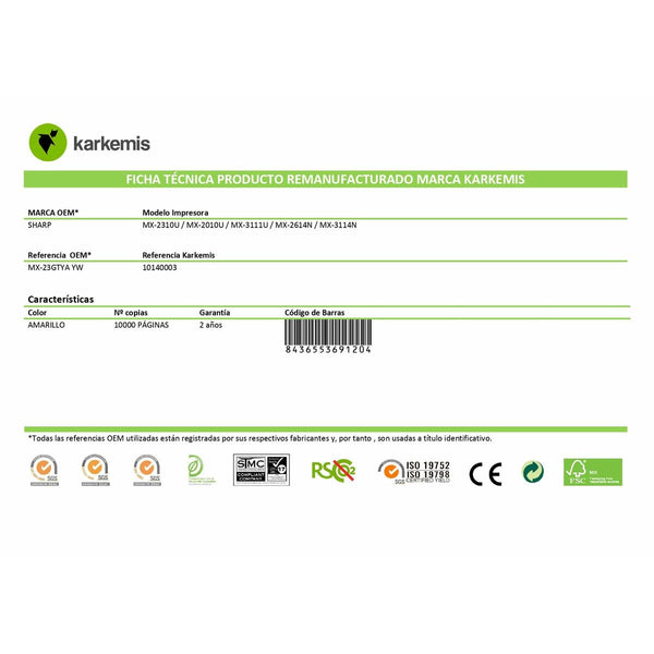 Original Toner Karkemis MX-23GTYA Gelb