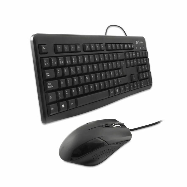 Tastatur mit Maus CoolBox COO-KTR-01U Schwarz Qwerty Spanisch