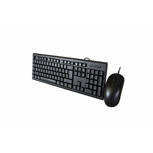 Tastatur mit Maus CoolBox Schwarz Qwerty Spanisch