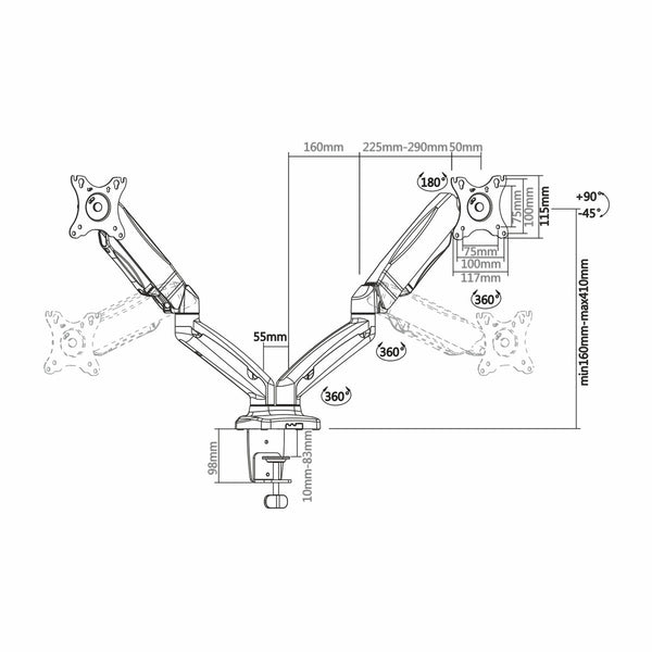Bildschirm-Träger für den Tisch Aisens DT27TSR-045 32"