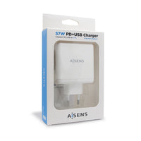 USB-Ladegerät für die Wand Aisens PD 3.0 USB-C 57 W Weiß