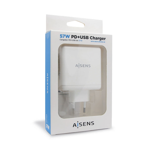 USB-Ladegerät für die Wand Aisens PD 3.0 USB-C 57 W Weiß