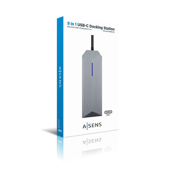 Hub USB Aisens ASUC-9P001-GR Schwarz Grau 100 W