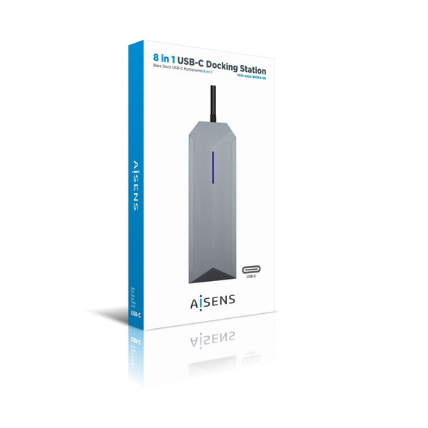 Hub USB Aisens ASUC-8P004-GR 4K Ultra HD Schwarz Grau