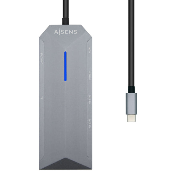 Hub USB Aisens ASUC-8P004-GR Grau 100 W 4K Ultra HD