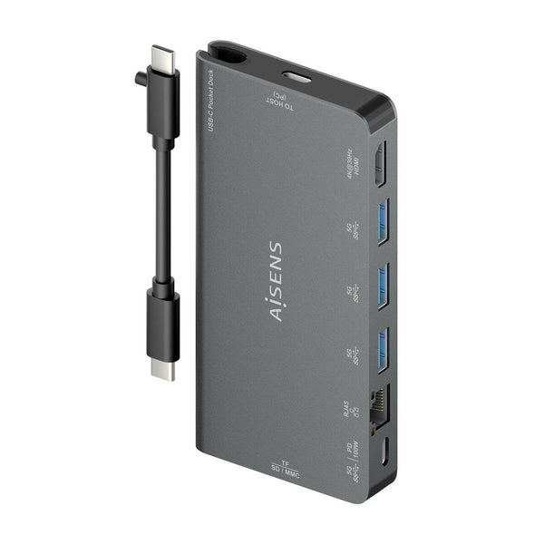 Hub USB Aisens ASUC-8P015-GR Grau Bunt
