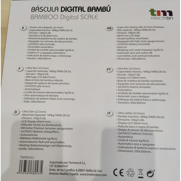 Digitale Personenwaage TM Electron Braun Bambus