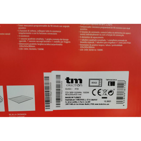 Fritteuse TM Electron 1500 W (43,5 x 26,5 x 38 cm)