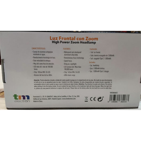 LED-Kopf-Taschenlampe TM Electron Schwarz 10 W