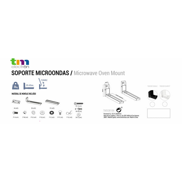Gestell für Mikrowelle TM Electron Schwarz 30 Kg