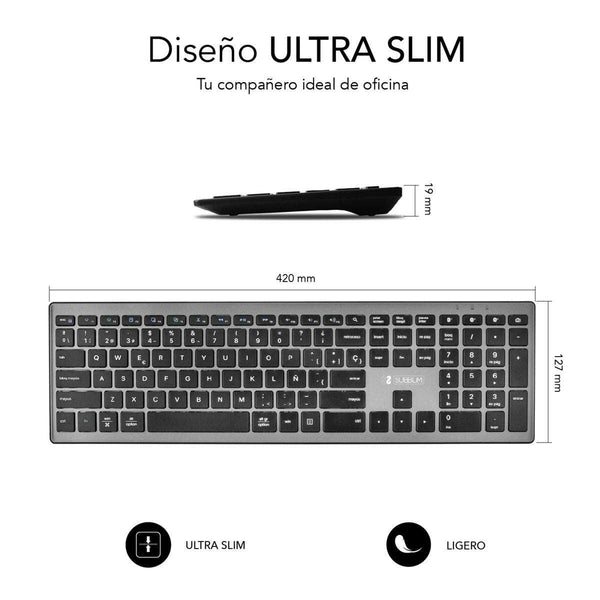 Tastatur Subblim SUBKB-2PUE201 Schwarz