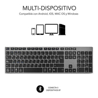 Drahtlose Tastatur Subblim SUB-KB-3ADE301 Grau Qwerty Spanisch QWERTY Bluetooth 3.0