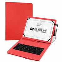 Hülle für Tablet und Tastatur Subblim SUB-KT1-USB002 10.1" Rot Qwerty Spanisch QWERTY