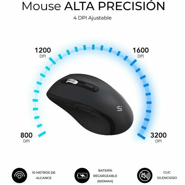 Tastatur mit Maus Subblim SUBKBC-DCOPW2 Schwarz