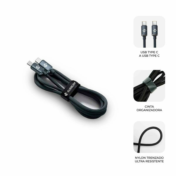 USB-C zu USB-C-Kabel Subblim OPTIMUS Schwarz 1 m