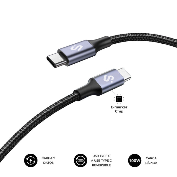 USB-C zu USB-C-Kabel Subblim PLUS Schwarz 1 m