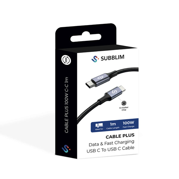 USB-C zu USB-C-Kabel Subblim PLUS Schwarz 1 m