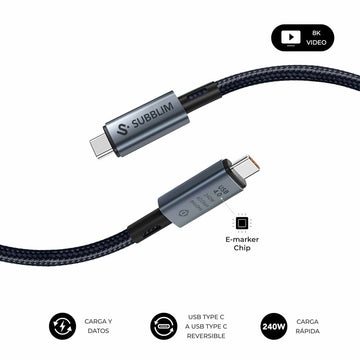 USB-C zu USB-C-Kabel Subblim HIGH Schwarz 1,5 m