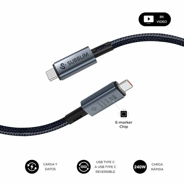 USB-C zu USB-C-Kabel Subblim HIGH Schwarz 1,5 m
