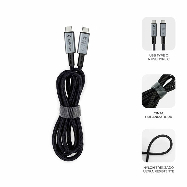 USB-C zu USB-C-Kabel Subblim HIGH Schwarz 1,5 m