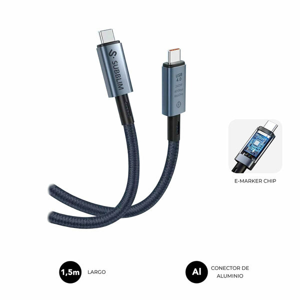 USB-C zu USB-C-Kabel Subblim HIGH Schwarz 1,5 m
