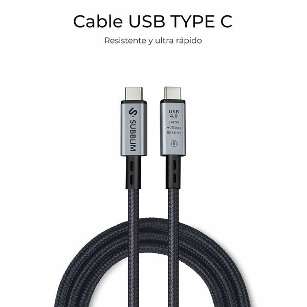 USB-C zu USB-C-Kabel Subblim HIGH Schwarz 1,5 m