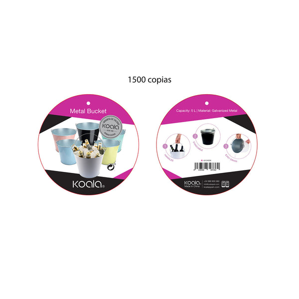 Eiskübel Koala   Mit Griff Rosa Metall 5 L