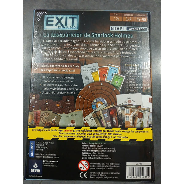 Tischspiel Devir Exit Desaparicion Sherlock Holmes ES