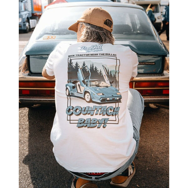 Herren Kurzarm-T-Shirt RADIKAL  NICE TRACTOR NEAR THE BULLS Weiß XXL