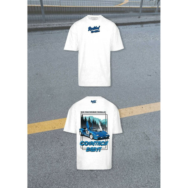 Herren Kurzarm-T-Shirt RADIKAL  NICE TRACTOR NEAR THE BULLS Weiß XXL