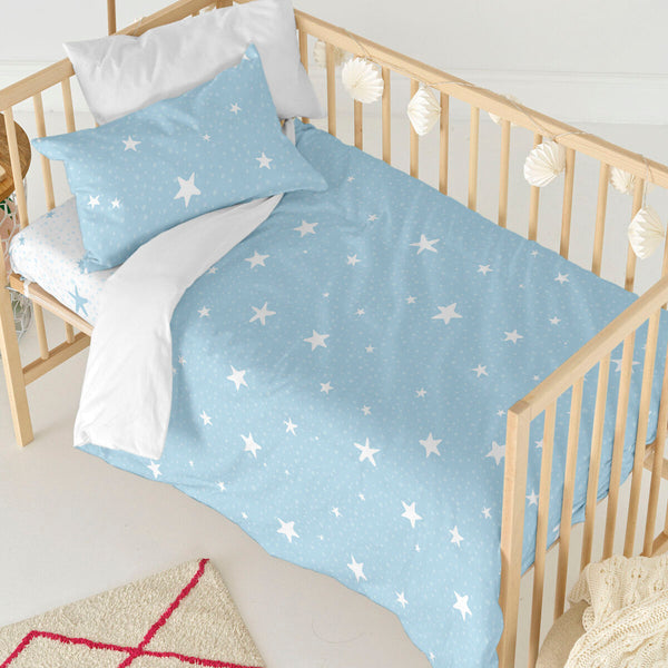 Bettbezug-Set HappyFriday Basic Kids Blau Babybettchen 2 Stücke