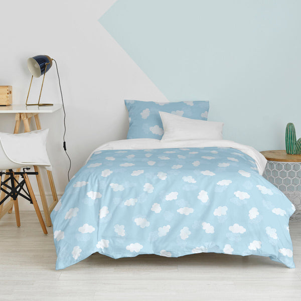 Bettbezug-Set HappyFriday Basic Kids Blau Einzelmatratze 2 Stücke