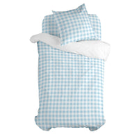 Bettbezug-Set HappyFriday Basic Kids Blau Einzelmatratze Vichy 2 Stücke
