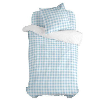 Bettbezug-Set HappyFriday Basic Kids Blau Einzelmatratze Vichy 2 Stücke