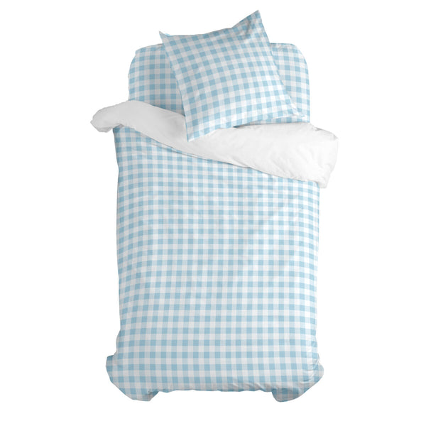 Bettbezug-Set HappyFriday Basic Kids Blau Einzelmatratze Vichy 2 Stücke