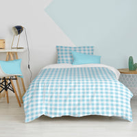 Bettbezug-Set HappyFriday Basic Kids Blau Einzelmatratze Vichy 2 Stücke