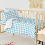 Bettbezug-Set HappyFriday Basic Kids Blau Babybettchen Vichy 2 Stücke