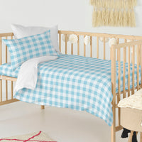 Bettbezug-Set HappyFriday Basic Kids Blau Babybettchen Vichy 2 Stücke