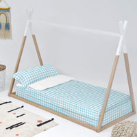 Bettbezug mit Füllung HappyFriday Basic Blau 105 x 200 cm Vichy
