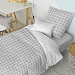 Bettbezug-Set HappyFriday Basic Kids Grau Einzelmatratze Vichy 2 Stücke