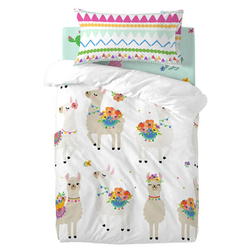 Bettbezug-Set HappyFriday Moshi Moshi Cute Llamas Bunt Babybettchen 2 Stücke