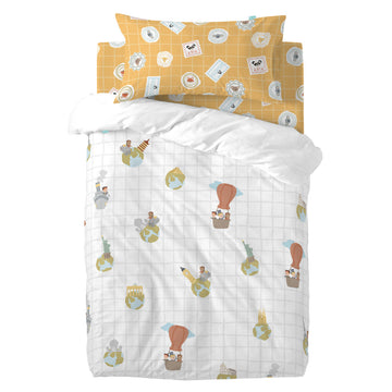 Bettbezug-Set HappyFriday Mr Fox World trip Bunt Babybettchen 2 Stücke