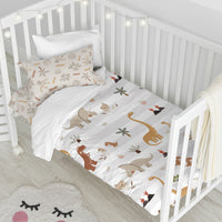 Bettbezug-Set HappyFriday Moshi Moshi Dino Family Bunt Babybettchen 2 Stücke