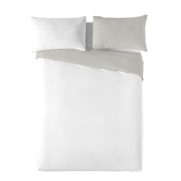 Bettdeckenbezug Naturals Colors Reversibel Weiß Hellgrau Einzelmatratze