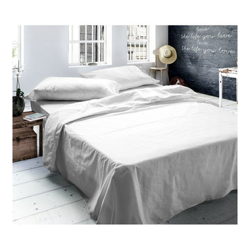 Bettwäsche-Set Naturals Tencel Weiß Einzelmatratze 160 x 270 cm