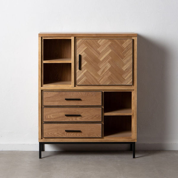 Anrichte SPIKE Schwarz natürlich Holz Metall Eschenholz Holz MDF 90 x 36 x 115,5 cm