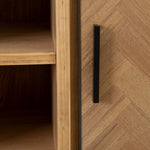 Anrichte SPIKE Schwarz natürlich Holz Metall Eschenholz Holz MDF 90 x 36 x 115,5 cm